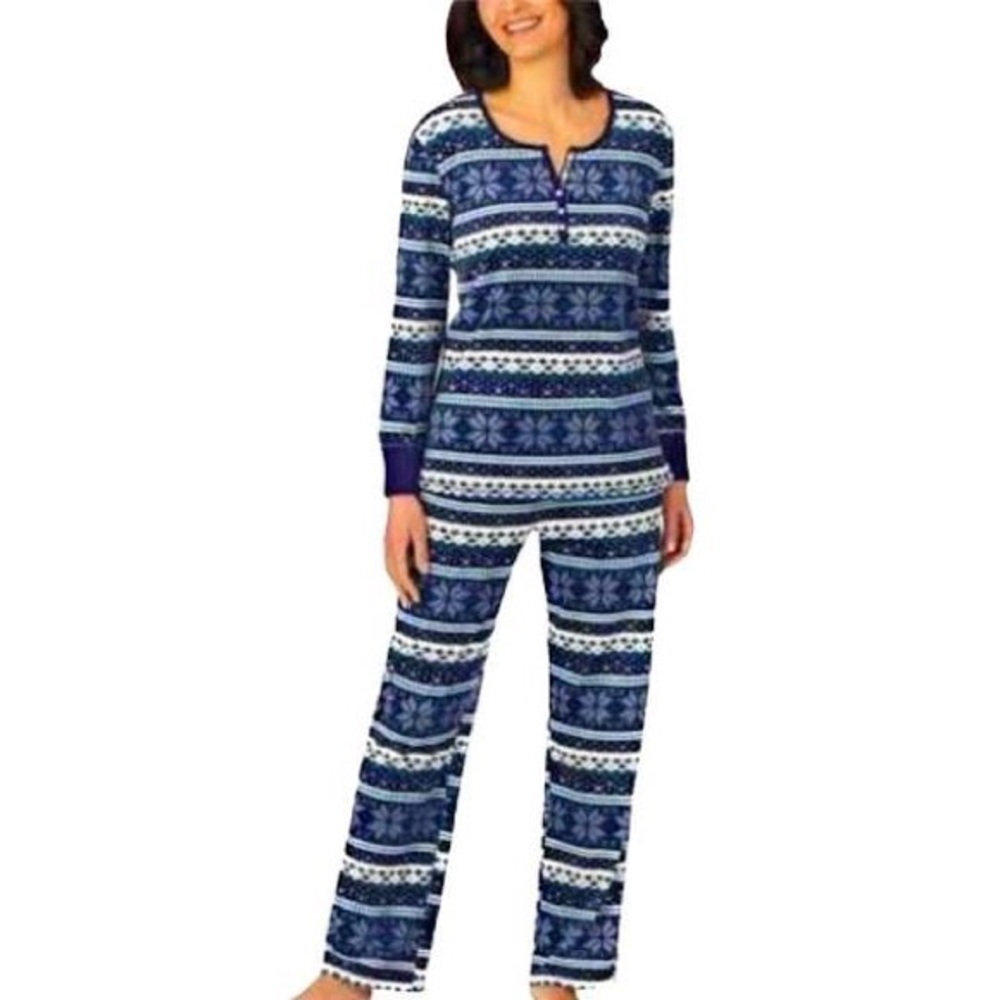 NAUTICA Fleece Snowflake FairIsle Pajama Set SizeS